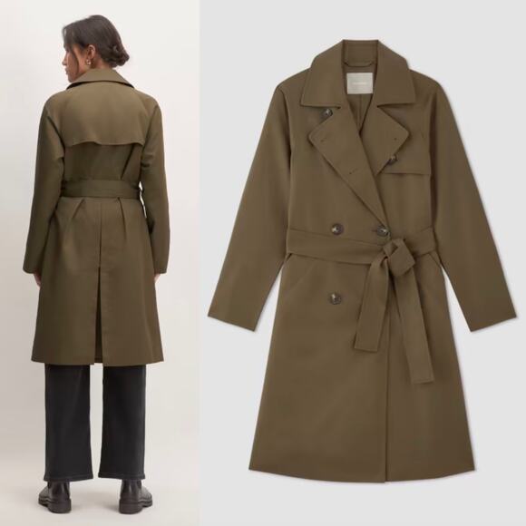 Everlane The Trench Coat In Beech Green Size XS New - Picture 3 of 16
